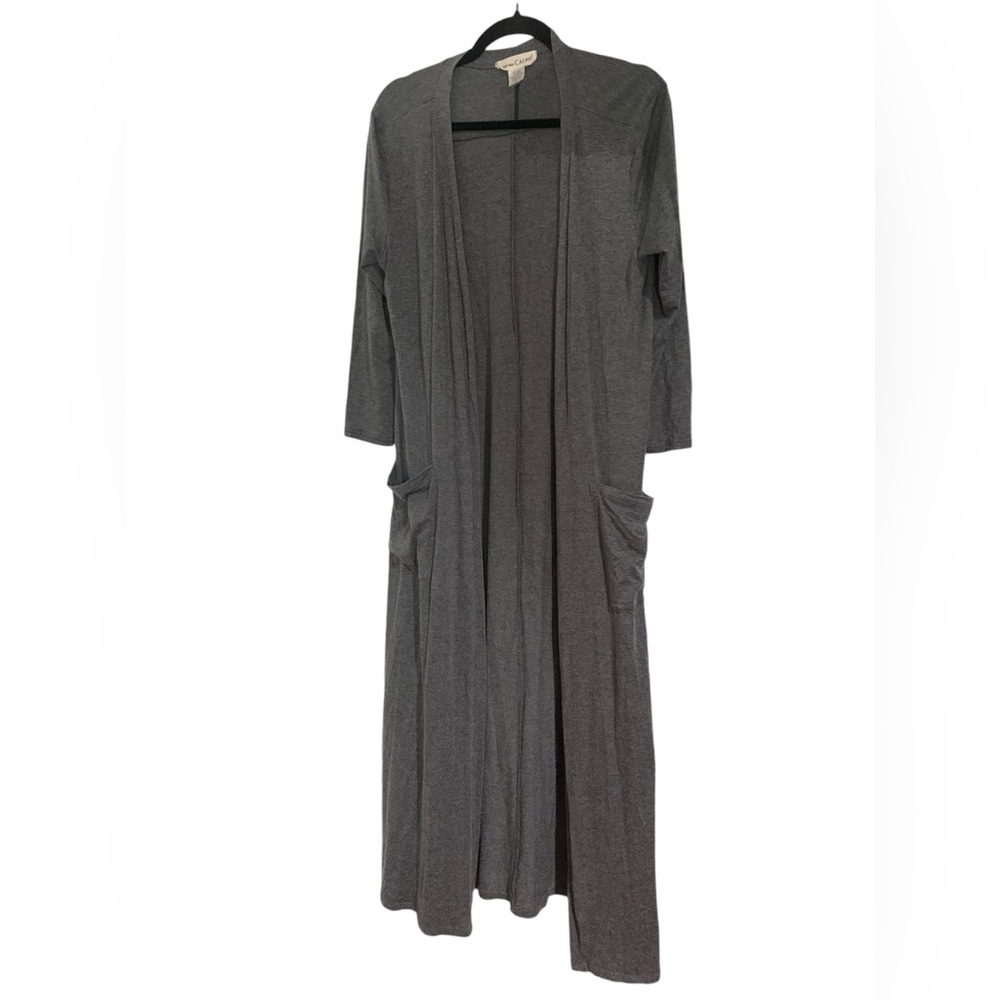 Womens Johnny Was Calme Knit Duster Gray S Tencel Spandex